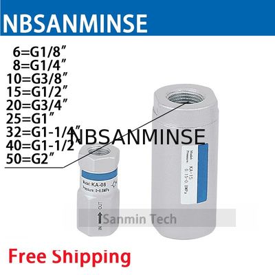 자동화를 위한 NBSANMINSE KA 체크 밸브 공기 공기 밸브 1/8 1/4 3/8 1/2 3/4 1 1-1/4 1-1/2 2 One 방향 밸브
